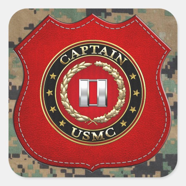 U.S. Marines: Kapitän (USMC Capt) [3D] Quadratischer Aufkleber (Vorderseite)