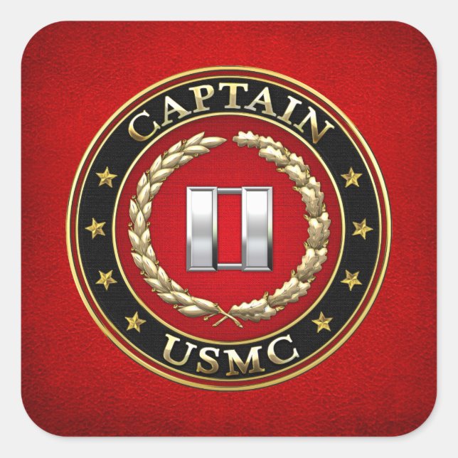 U.S. Marines: Kapitän (USMC Capt) [3D] Quadratischer Aufkleber (Vorderseite)