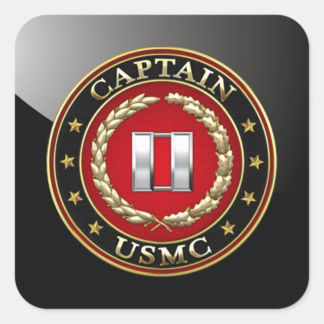 U.S. Marines: Kapitän (USMC Capt) [3D] Quadratischer Aufkleber (Vorderseite)
