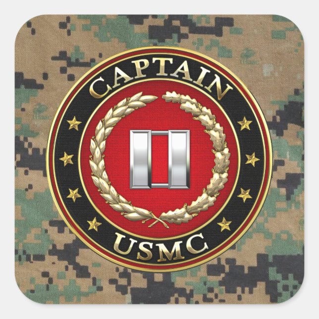 U.S. Marines: Kapitän (USMC Capt) [3D] Quadratischer Aufkleber (Vorderseite)