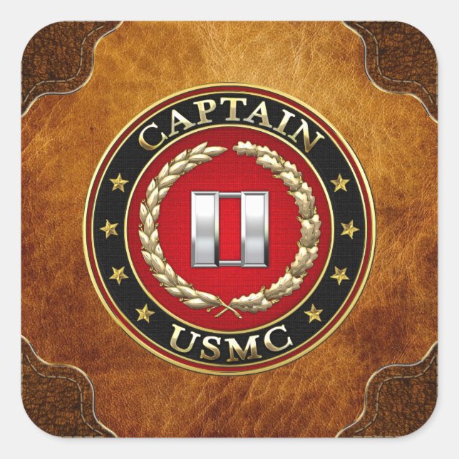 U.S. Marines: Kapitän (USMC Capt) [3D] Quadratischer Aufkleber (Vorderseite)