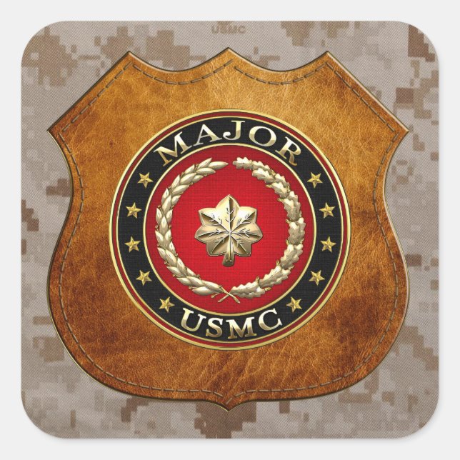 U.S. Marines: Major (USMC Maj) [3D] Quadratischer Aufkleber (Vorderseite)