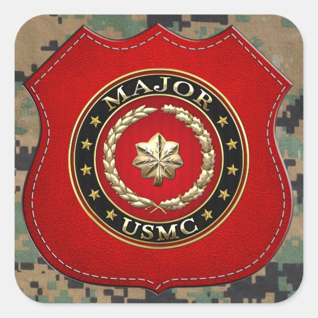 U.S. Marines: Major (USMC Maj) [3D] Quadratischer Aufkleber (Vorderseite)