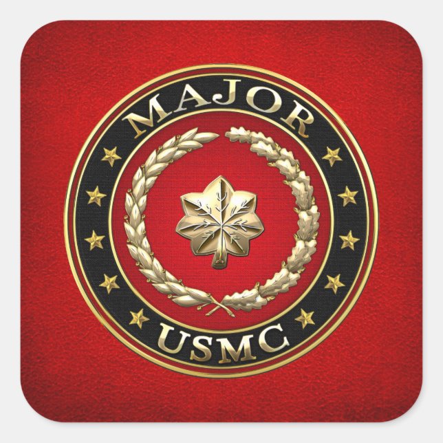 U.S. Marines: Major (USMC Maj) [3D] Quadratischer Aufkleber (Vorderseite)