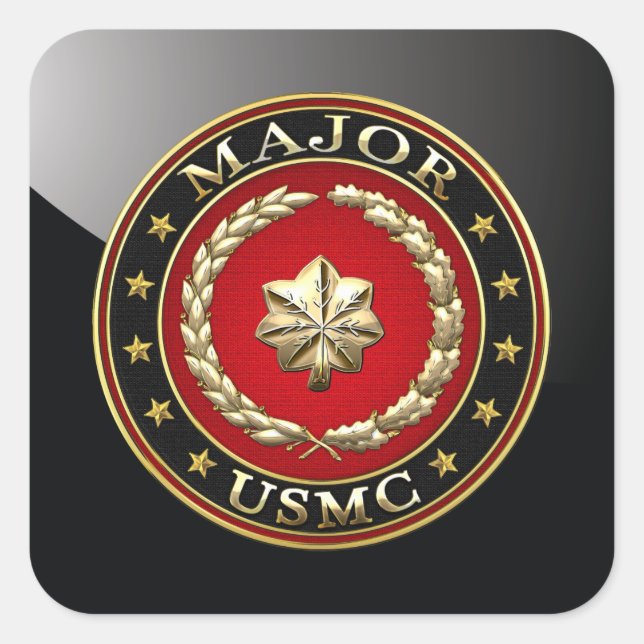 U.S. Marines: Major (USMC Maj) [3D] Quadratischer Aufkleber (Vorderseite)