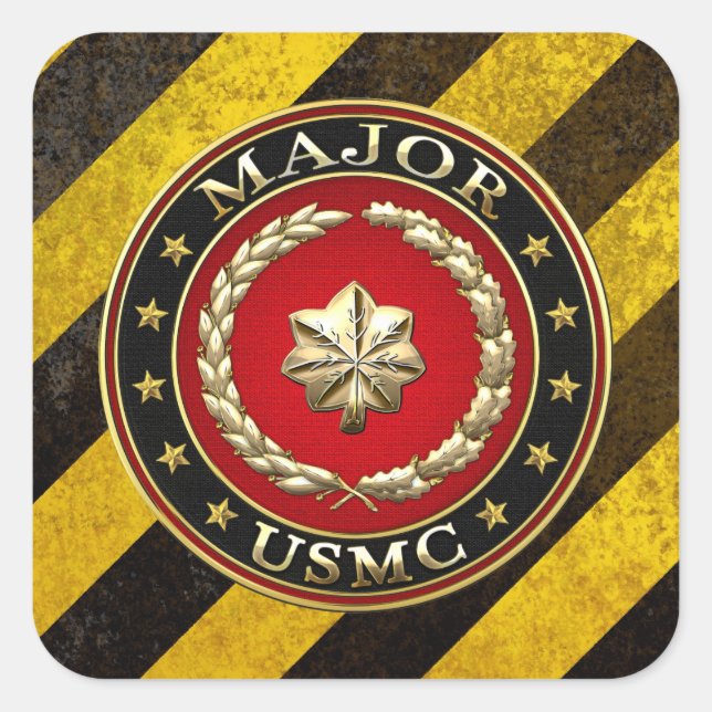 U.S. Marines: Major (USMC Maj) [3D] Quadratischer Aufkleber (Vorderseite)