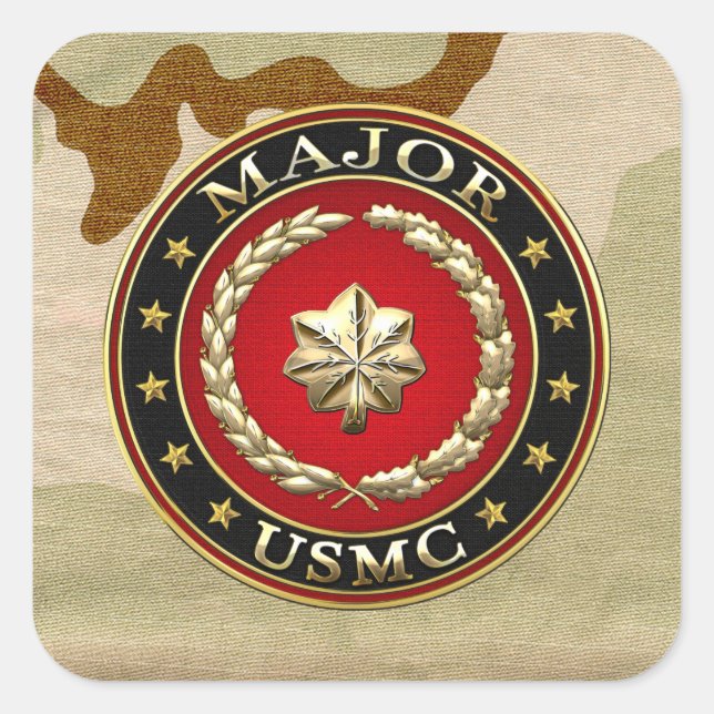 U.S. Marines: Major (USMC Maj) [3D] Quadratischer Aufkleber (Vorderseite)