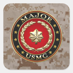 U.S. Marines: Major (USMC Maj) [3D] Quadratischer Aufkleber