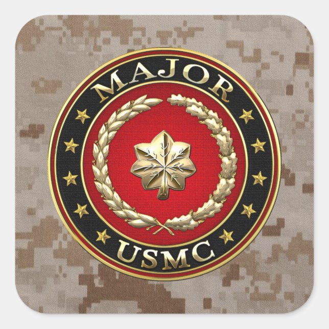 U.S. Marines: Major (USMC Maj) [3D] Quadratischer Aufkleber (Vorderseite)