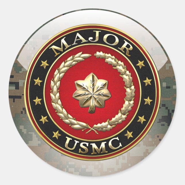 U.S. Marines: Major (USMC Maj) [3D] Runder Aufkleber (Vorderseite)