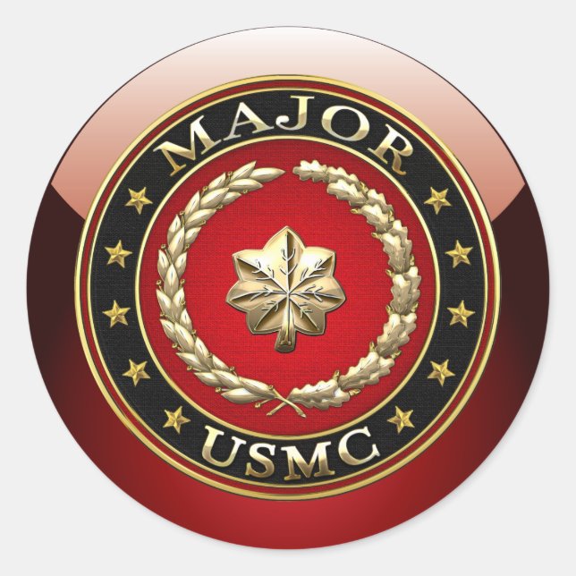 U.S. Marines: Major (USMC Maj) [3D] Runder Aufkleber (Vorderseite)
