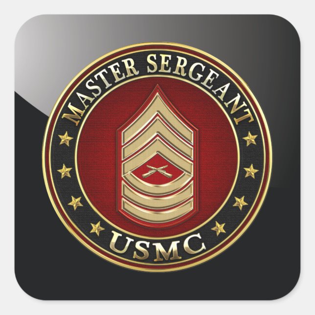 U.S. Marines: Master Sergeant (USMC MSgt) [3D] Quadratischer Aufkleber (Vorderseite)