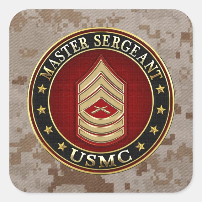 U.S. Marines: Master Sergeant (USMC MSgt) [3D] Quadratischer Aufkleber (Vorderseite)