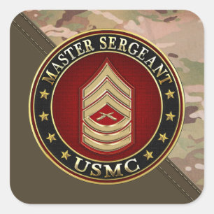 U.S. Marines: Master Sergeant (USMC MSgt) [3D] Quadratischer Aufkleber