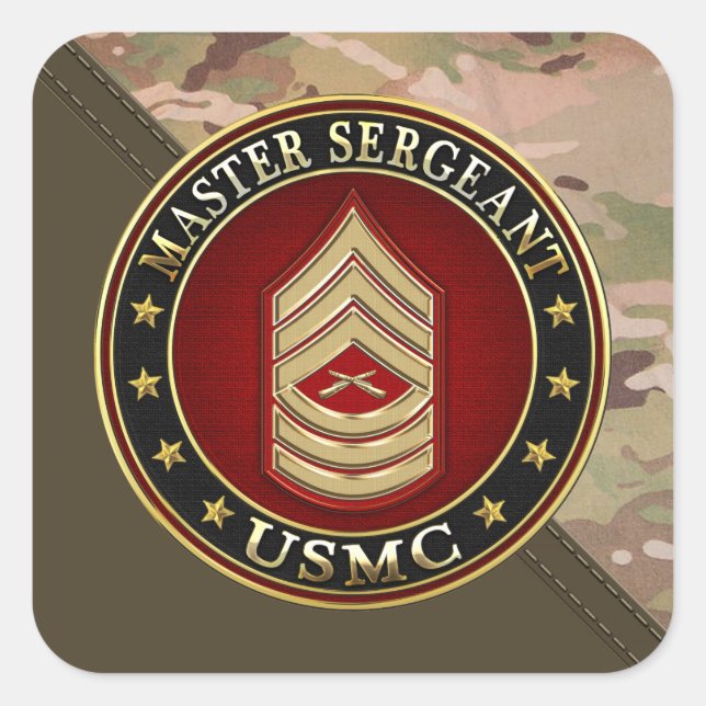 U.S. Marines: Master Sergeant (USMC MSgt) [3D] Quadratischer Aufkleber (Vorderseite)