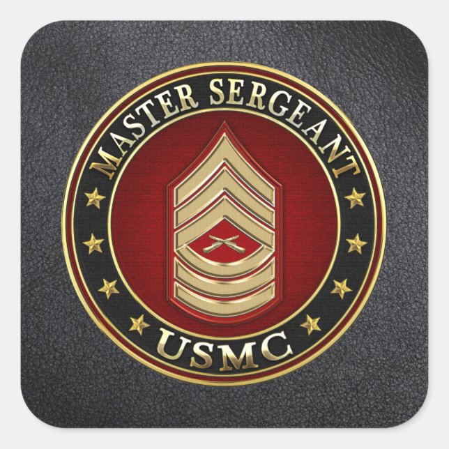 U.S. Marines: Master Sergeant (USMC MSgt) [3D] Quadratischer Aufkleber (Vorderseite)