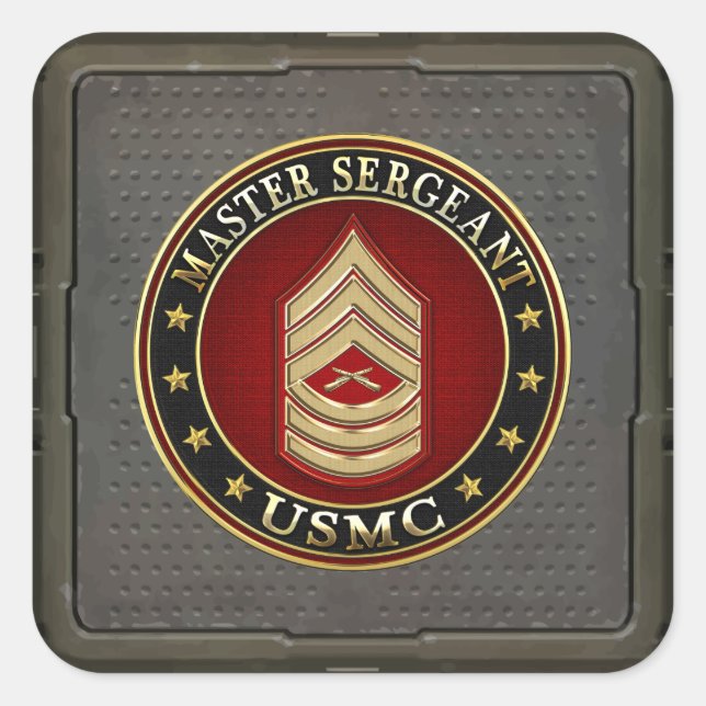 U.S. Marines: Master Sergeant (USMC MSgt) [3D] Quadratischer Aufkleber (Vorderseite)