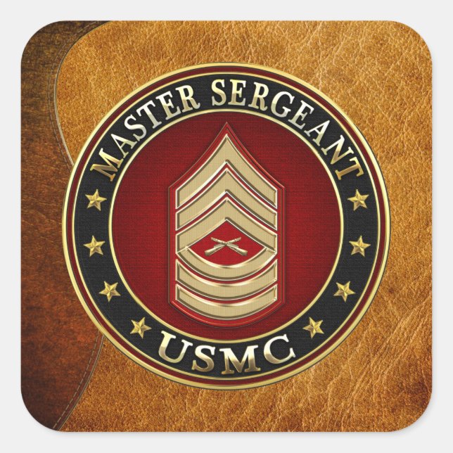 U.S. Marines: Master Sergeant (USMC MSgt) [3D] Quadratischer Aufkleber (Vorderseite)