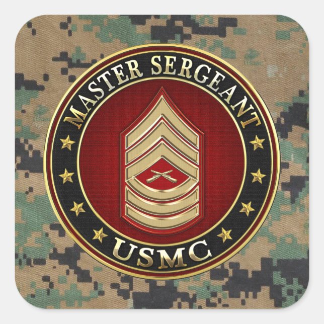 U.S. Marines: Master Sergeant (USMC MSgt) [3D] Quadratischer Aufkleber (Vorderseite)
