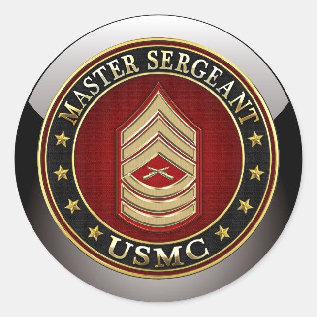 U.S. Marines: Master Sergeant (USMC MSgt) [3D] Runder Aufkleber (Vorderseite)