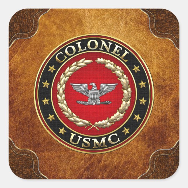 U.S. Marines: Oberst (USMC Col) [3D] Quadratischer Aufkleber (Vorderseite)