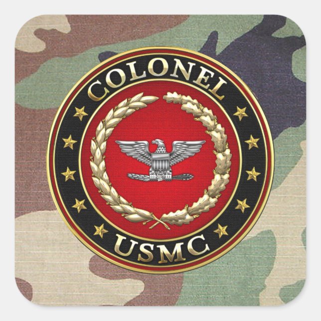 U.S. Marines: Oberst (USMC Col) [3D] Quadratischer Aufkleber (Vorderseite)