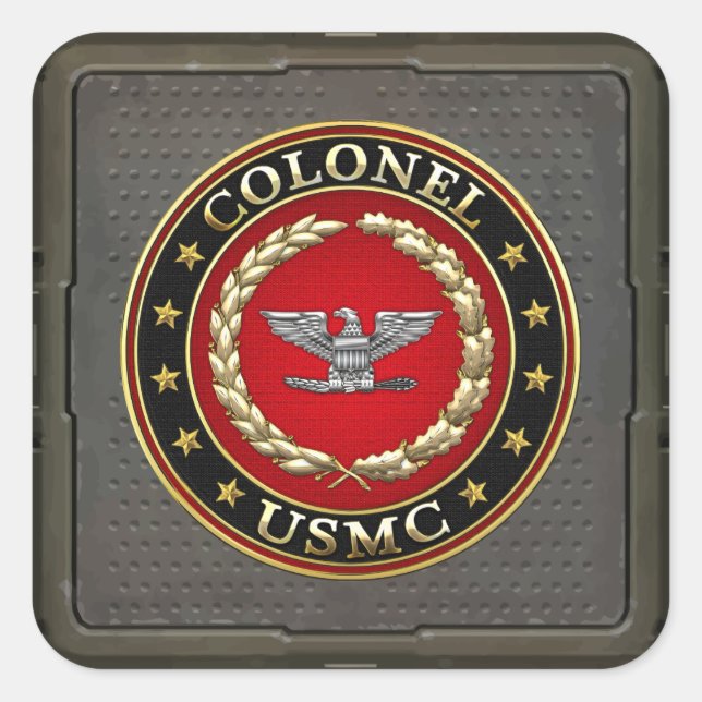 U.S. Marines: Oberst (USMC Col) [3D] Quadratischer Aufkleber (Vorderseite)