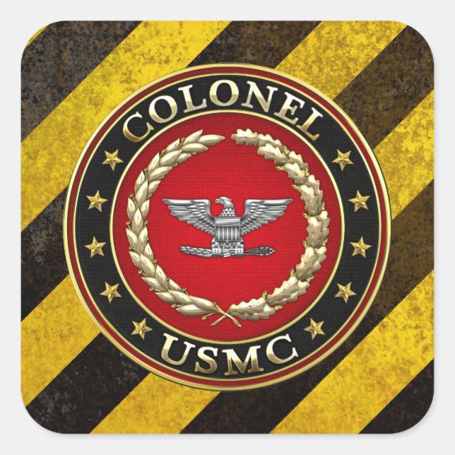 U.S. Marines: Oberst (USMC Col) [3D] Quadratischer Aufkleber (Vorderseite)