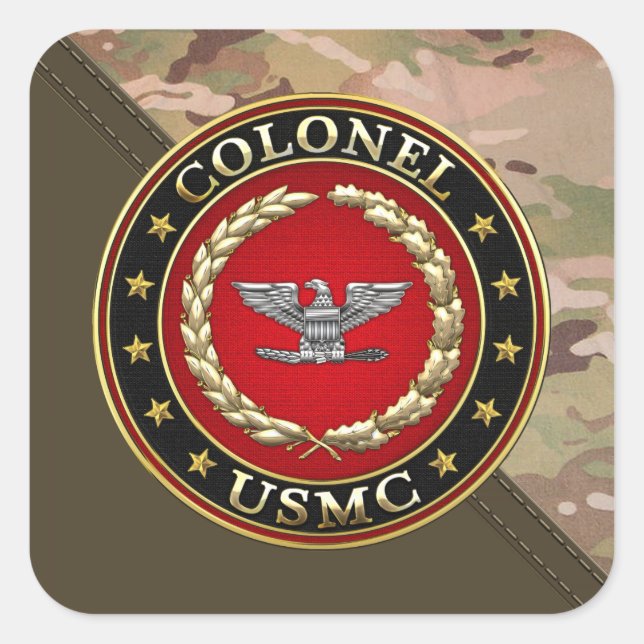 U.S. Marines: Oberst (USMC Col) [3D] Quadratischer Aufkleber (Vorderseite)