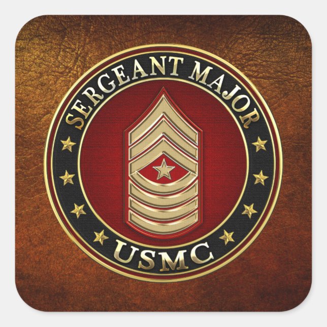 U.S. Marines: Sergeant Major (USMC SgtMaj) [3D] Quadratischer Aufkleber (Vorderseite)