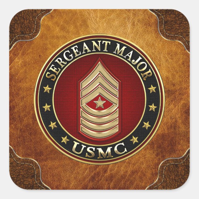 U.S. Marines: Sergeant Major (USMC SgtMaj) [3D] Quadratischer Aufkleber (Vorderseite)