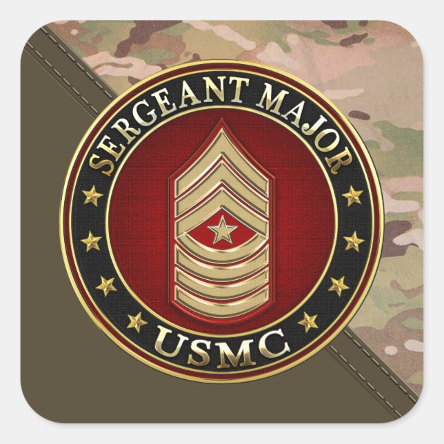 U.S. Marines: Sergeant Major (USMC SgtMaj) [3D] Quadratischer Aufkleber (Vorderseite)