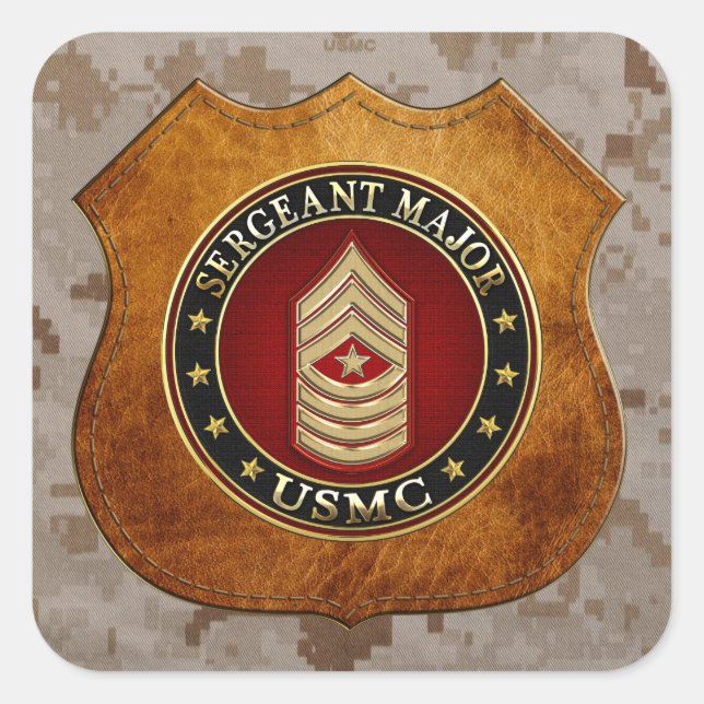 U.S. Marines: Sergeant Major (USMC SgtMaj) [3D] Quadratischer Aufkleber (Vorderseite)