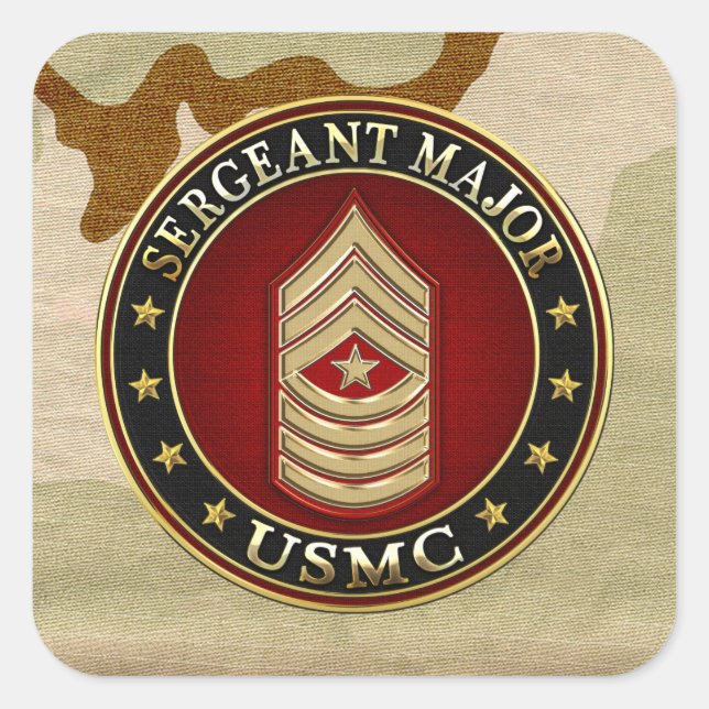 U.S. Marines: Sergeant Major (USMC SgtMaj) [3D] Quadratischer Aufkleber (Vorderseite)