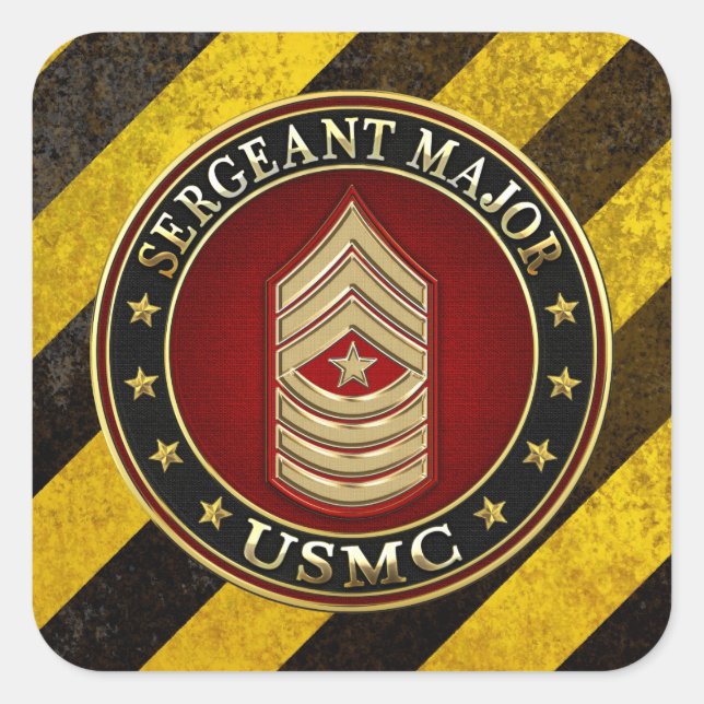 U.S. Marines: Sergeant Major (USMC SgtMaj) [3D] Quadratischer Aufkleber (Vorderseite)
