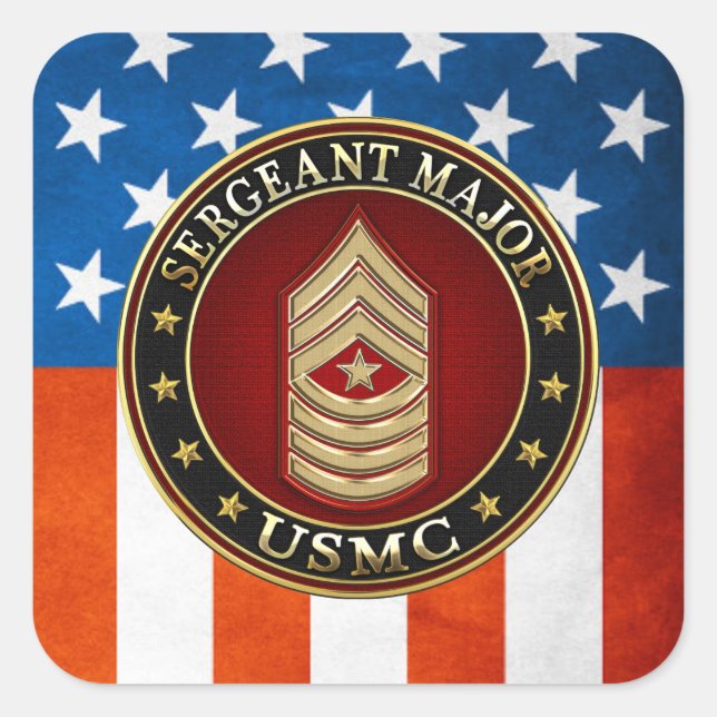 U.S. Marines: Sergeant Major (USMC SgtMaj) [3D] Quadratischer Aufkleber (Vorderseite)
