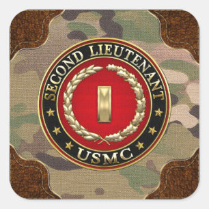 U.S. Marines: Zweiter Leutnant (USMC 2ndLt) [3D] Quadratischer Aufkleber