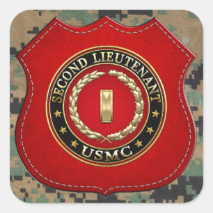 U.S. Marines: Zweiter Leutnant (USMC 2ndLt) [3D] Quadratischer Aufkleber