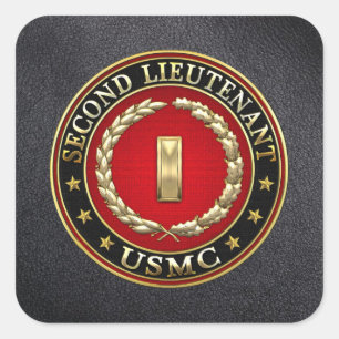 U.S. Marines: Zweiter Leutnant (USMC 2ndLt) [3D] Quadratischer Aufkleber