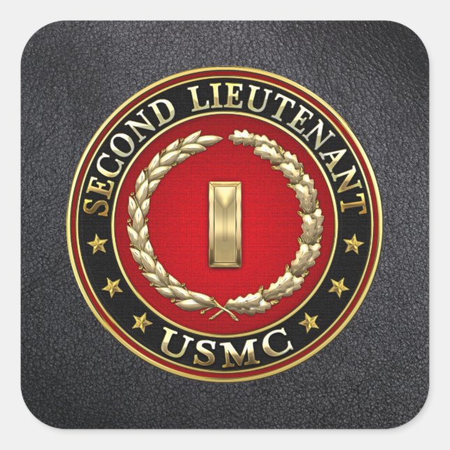 U.S. Marines: Zweiter Leutnant (USMC 2ndLt) [3D] Quadratischer Aufkleber (Vorderseite)