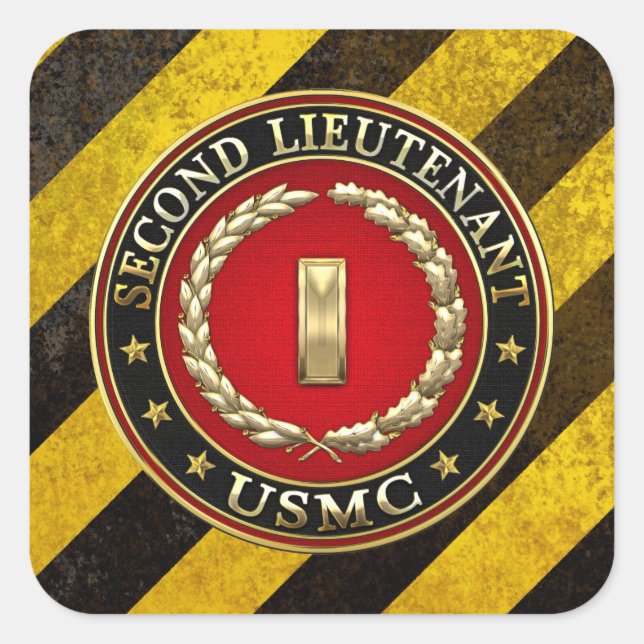 U.S. Marines: Zweiter Leutnant (USMC 2ndLt) [3D] Quadratischer Aufkleber (Vorderseite)