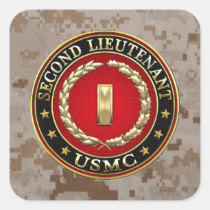 U.S. Marines: Zweiter Leutnant (USMC 2ndLt) [3D] Quadratischer Aufkleber