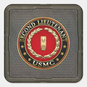 U.S. Marines: Zweiter Leutnant (USMC 2ndLt) [3D] Quadratischer Aufkleber