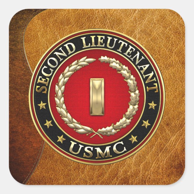 U.S. Marines: Zweiter Leutnant (USMC 2ndLt) [3D] Quadratischer Aufkleber (Vorderseite)