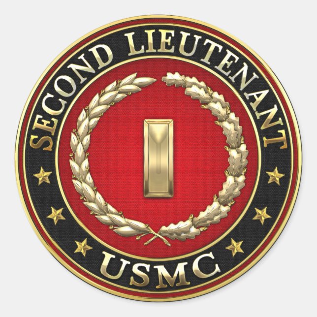 U.S. Marines: Zweiter Leutnant (USMC 2ndLt) [3D] Runder Aufkleber (Vorderseite)