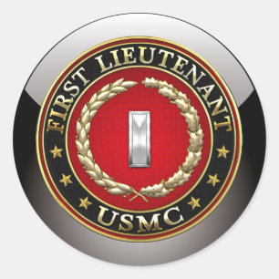 U.S. Marinesoldaten: Erster Leutnant (USMC 1stLt) Runder Aufkleber