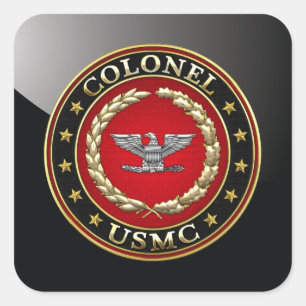 U.S. Marinesoldaten: Oberst (USMC Col.) [3D] Quadratischer Aufkleber