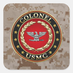 U.S. Marinesoldaten: Oberst (USMC Col.) [3D] Quadratischer Aufkleber