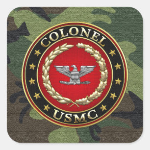 U.S. Marinesoldaten: Oberst (USMC Col.) [3D] Quadratischer Aufkleber