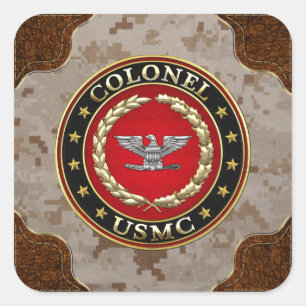U.S. Marinesoldaten: Oberst (USMC Col.) [3D] Quadratischer Aufkleber
